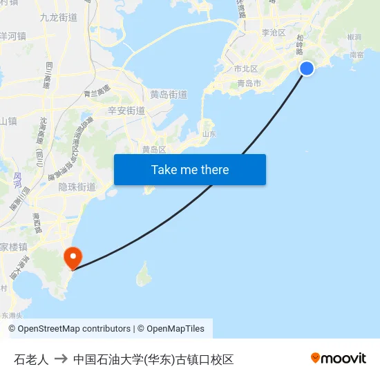 石老人 to 中国石油大学(华东)古镇口校区 map