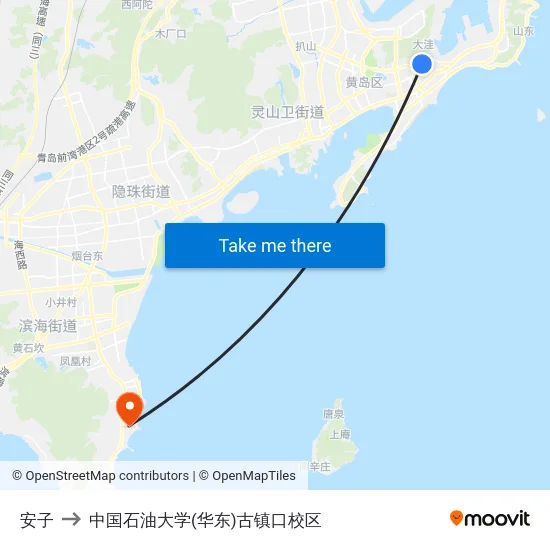 安子 to 中国石油大学(华东)古镇口校区 map