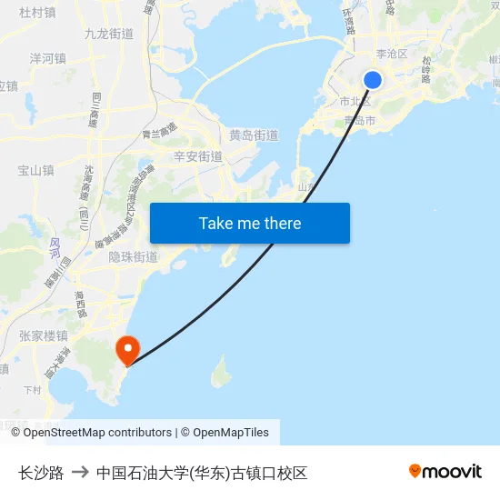 长沙路 to 中国石油大学(华东)古镇口校区 map