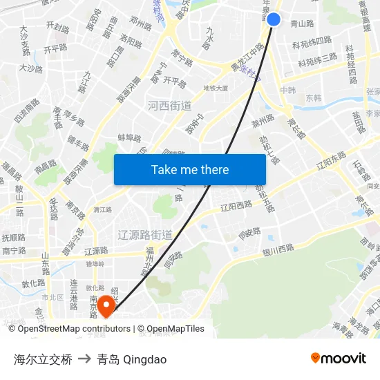 海尔立交桥 to 青岛 Qingdao map