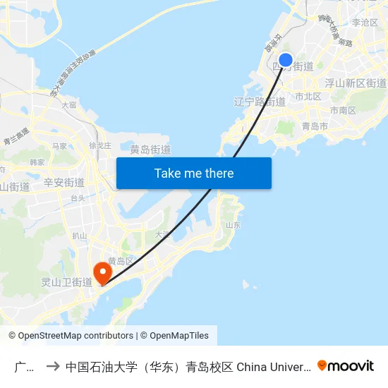 广昌路 to 中国石油大学（华东）青岛校区 China University Of Petroleum map