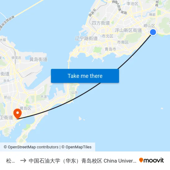 松岭路 to 中国石油大学（华东）青岛校区 China University Of Petroleum map
