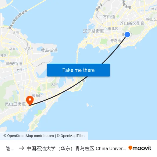 隆德路 to 中国石油大学（华东）青岛校区 China University Of Petroleum map