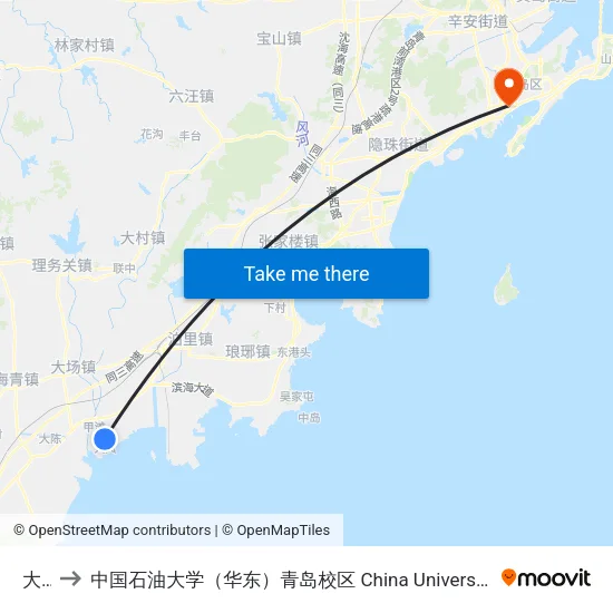 大岚 to 中国石油大学（华东）青岛校区 China University Of Petroleum map