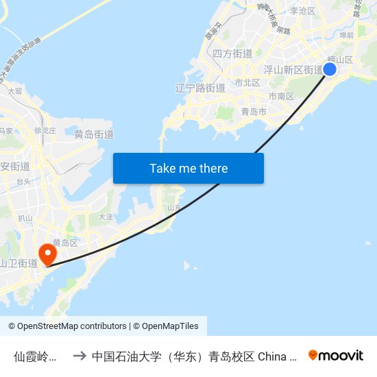 仙霞岭路海尔路 to 中国石油大学（华东）青岛校区 China University Of Petroleum map