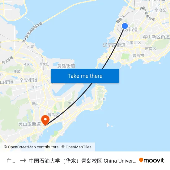 广昌路 to 中国石油大学（华东）青岛校区 China University Of Petroleum map