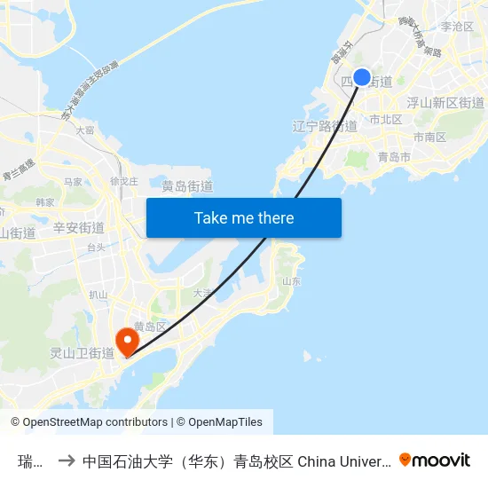 瑞昌路 to 中国石油大学（华东）青岛校区 China University Of Petroleum map