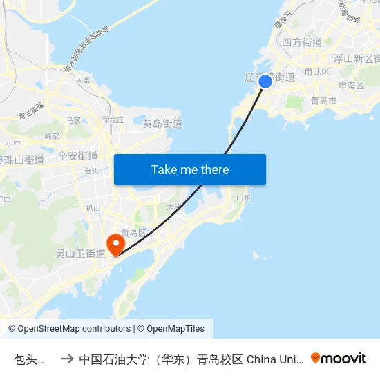 包头路小学 to 中国石油大学（华东）青岛校区 China University Of Petroleum map