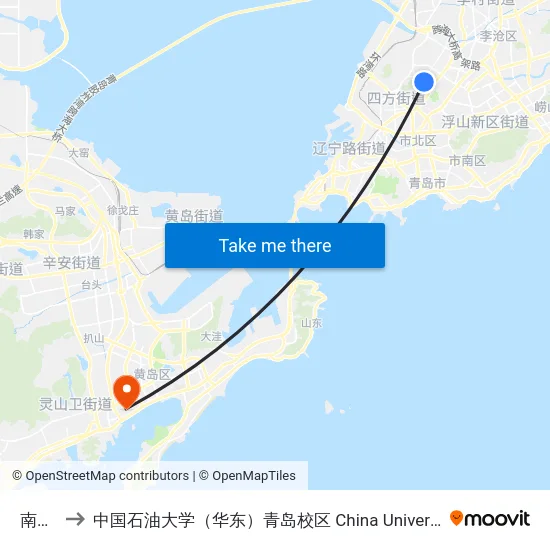 南昌路 to 中国石油大学（华东）青岛校区 China University Of Petroleum map