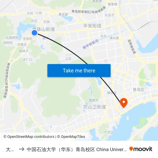 大南庄 to 中国石油大学（华东）青岛校区 China University Of Petroleum map