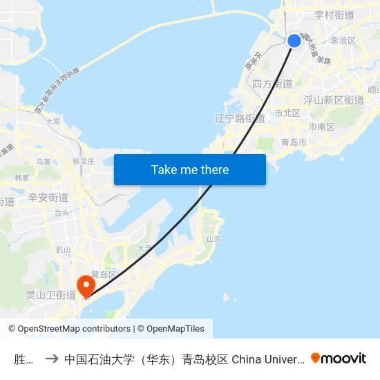 胜利桥 to 中国石油大学（华东）青岛校区 China University Of Petroleum map