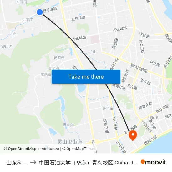 山东科技大学 to 中国石油大学（华东）青岛校区 China University Of Petroleum map