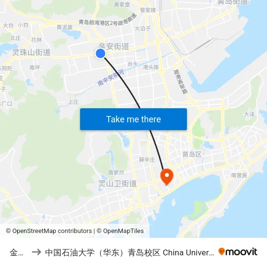 金茂源 to 中国石油大学（华东）青岛校区 China University Of Petroleum map
