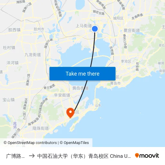 广博路秀园路 to 中国石油大学（华东）青岛校区 China University Of Petroleum map