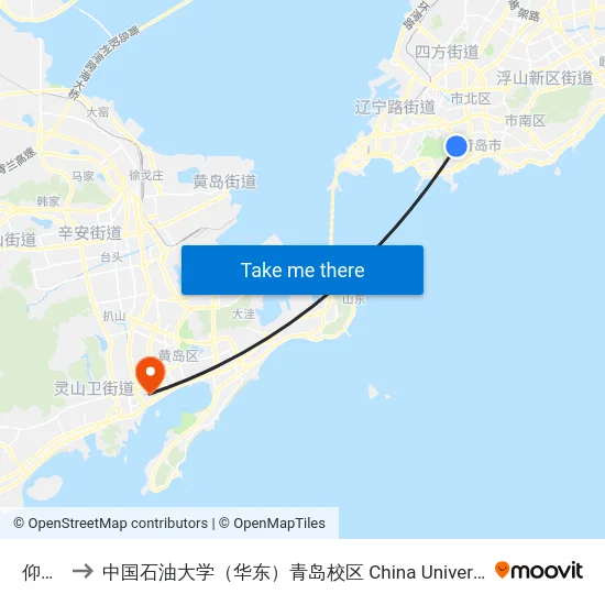 仰口路 to 中国石油大学（华东）青岛校区 China University Of Petroleum map
