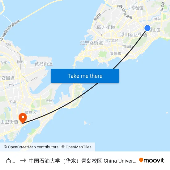 尚东区 to 中国石油大学（华东）青岛校区 China University Of Petroleum map