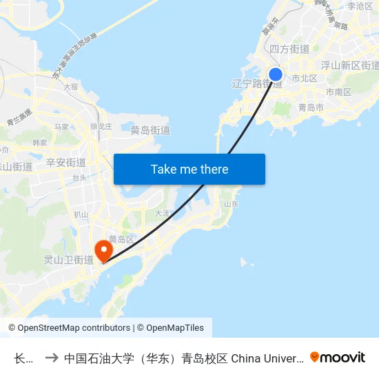 长春路 to 中国石油大学（华东）青岛校区 China University Of Petroleum map