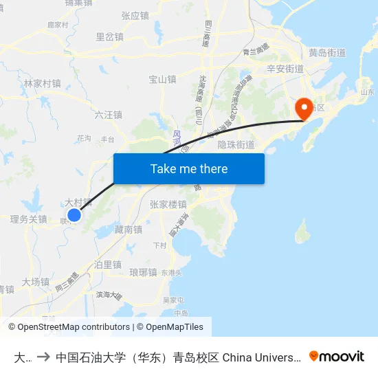 大尧 to 中国石油大学（华东）青岛校区 China University Of Petroleum map