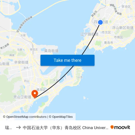 瑞昌路 to 中国石油大学（华东）青岛校区 China University Of Petroleum map
