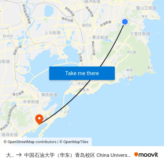 大桥 to 中国石油大学（华东）青岛校区 China University Of Petroleum map
