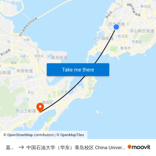 嘉定路 to 中国石油大学（华东）青岛校区 China University Of Petroleum map