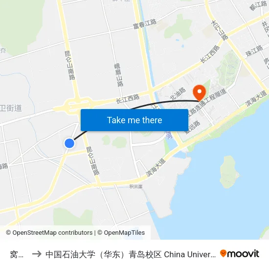 窝洛子 to 中国石油大学（华东）青岛校区 China University Of Petroleum map