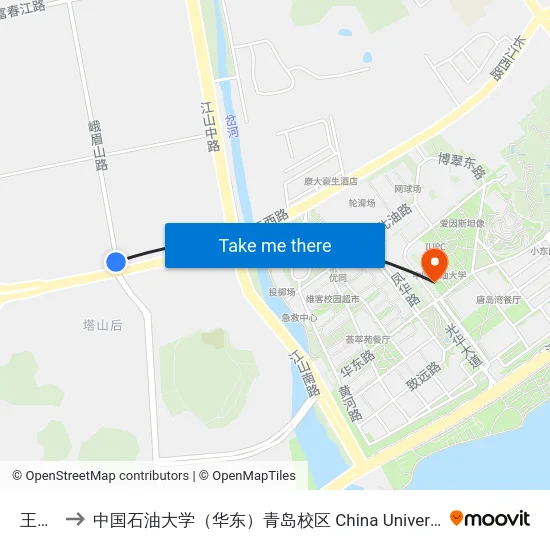 王家港 to 中国石油大学（华东）青岛校区 China University Of Petroleum map
