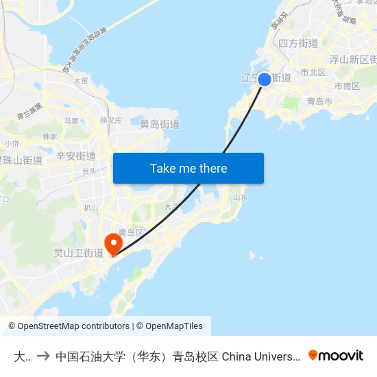 大港 to 中国石油大学（华东）青岛校区 China University Of Petroleum map