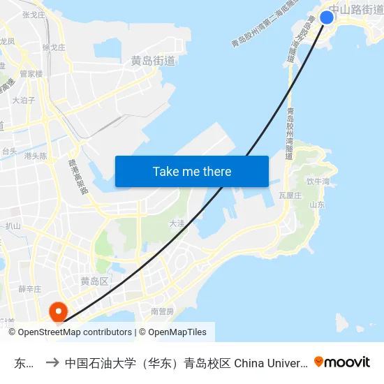 东平路 to 中国石油大学（华东）青岛校区 China University Of Petroleum map
