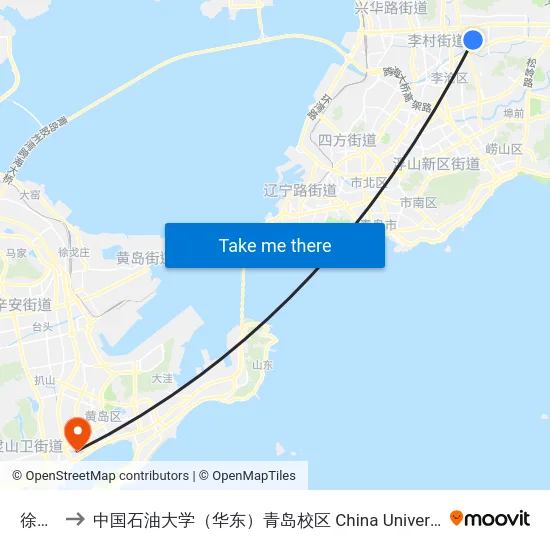 徐水路 to 中国石油大学（华东）青岛校区 China University Of Petroleum map