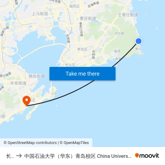 长岭 to 中国石油大学（华东）青岛校区 China University Of Petroleum map