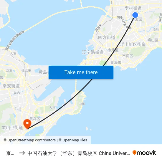 京口路 to 中国石油大学（华东）青岛校区 China University Of Petroleum map