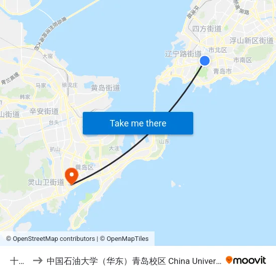 十九中 to 中国石油大学（华东）青岛校区 China University Of Petroleum map