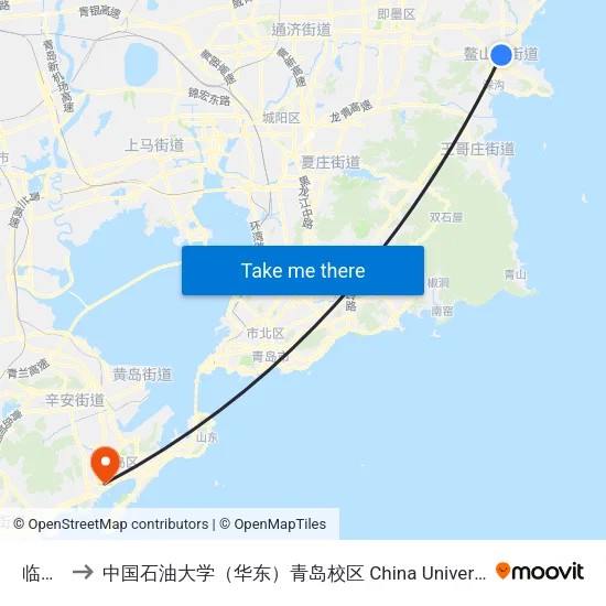 临时站 to 中国石油大学（华东）青岛校区 China University Of Petroleum map