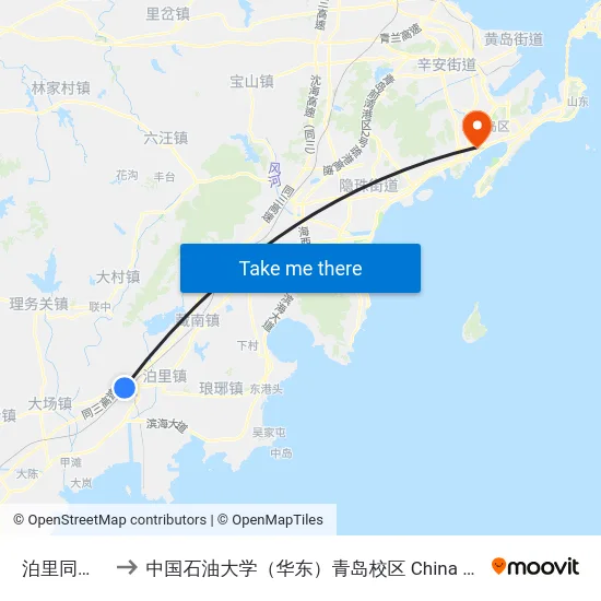 泊里同三收费站 to 中国石油大学（华东）青岛校区 China University Of Petroleum map