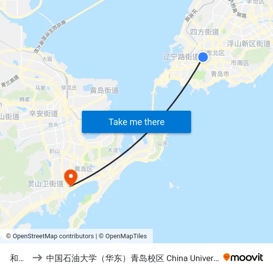 和兴路 to 中国石油大学（华东）青岛校区 China University Of Petroleum map