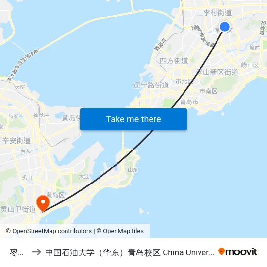 枣山路 to 中国石油大学（华东）青岛校区 China University Of Petroleum map
