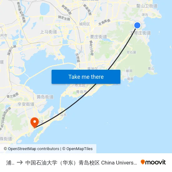 浦里 to 中国石油大学（华东）青岛校区 China University Of Petroleum map