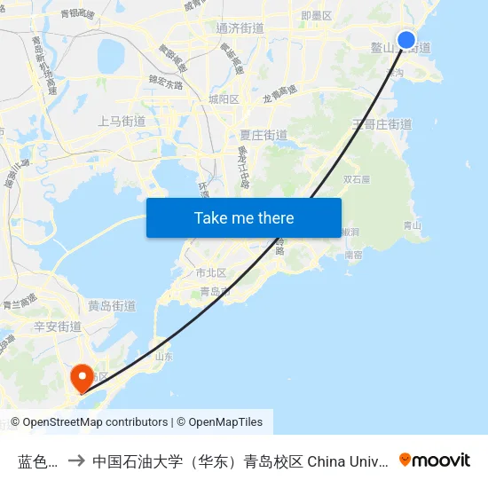 蓝色硅谷 to 中国石油大学（华东）青岛校区 China University Of Petroleum map