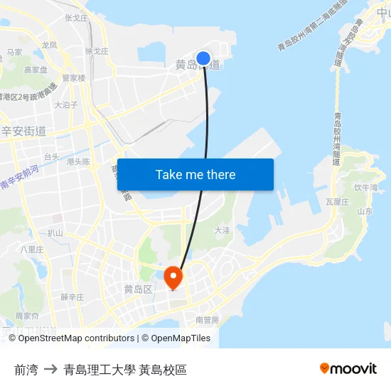 前湾 to 青島理工大學  黃島校區 map