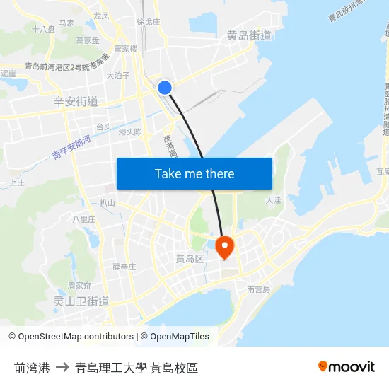 前湾港 to 青島理工大學  黃島校區 map