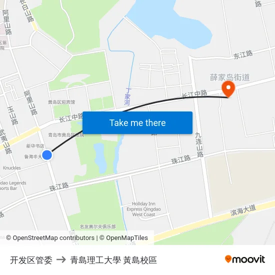 开发区管委 to 青島理工大學  黃島校區 map