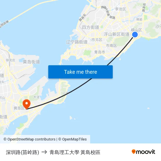 深圳路(苗岭路) to 青島理工大學  黃島校區 map