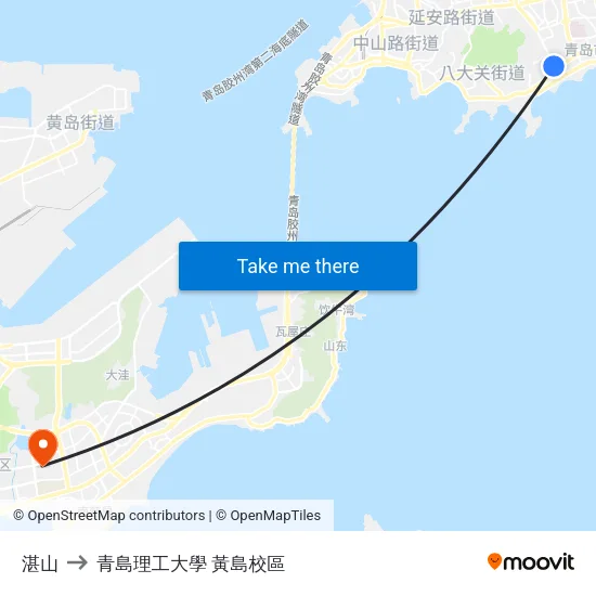 湛山 to 青島理工大學  黃島校區 map