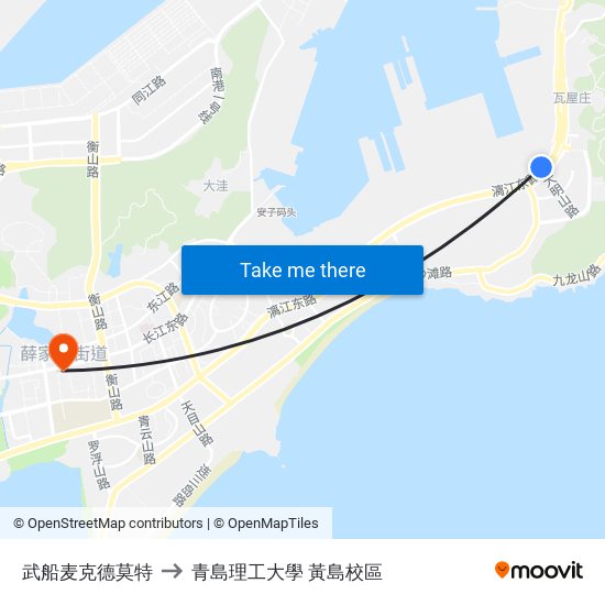 武船麦克德莫特 to 青島理工大學  黃島校區 map