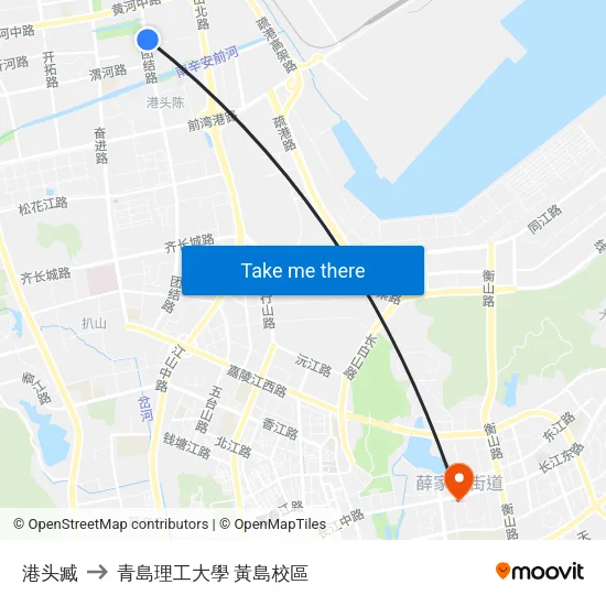 港头臧 to 青島理工大學  黃島校區 map