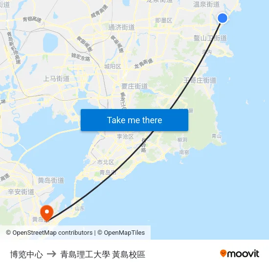 博览中心 to 青島理工大學  黃島校區 map