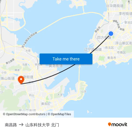 南昌路 to 山东科技大学 北门 map