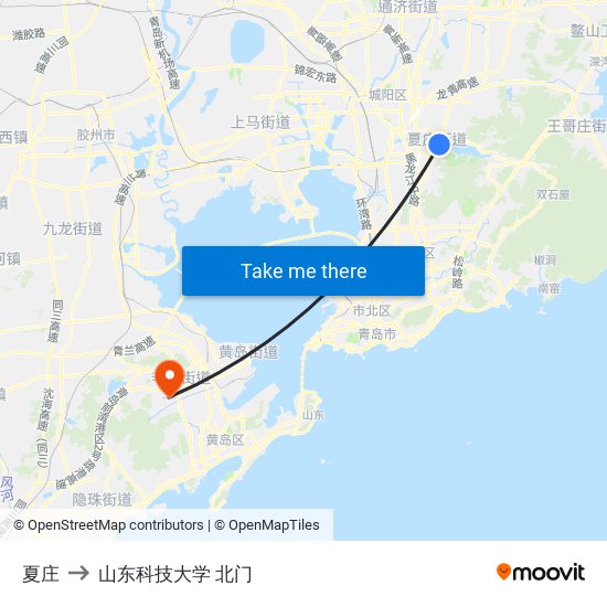 夏庄 to 山东科技大学 北门 map
