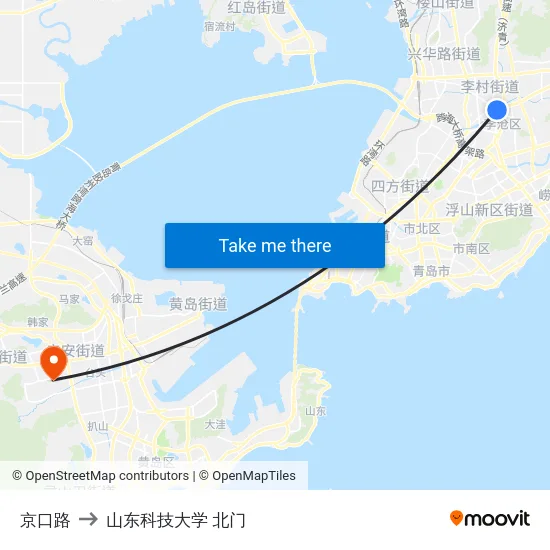 京口路 to 山东科技大学 北门 map